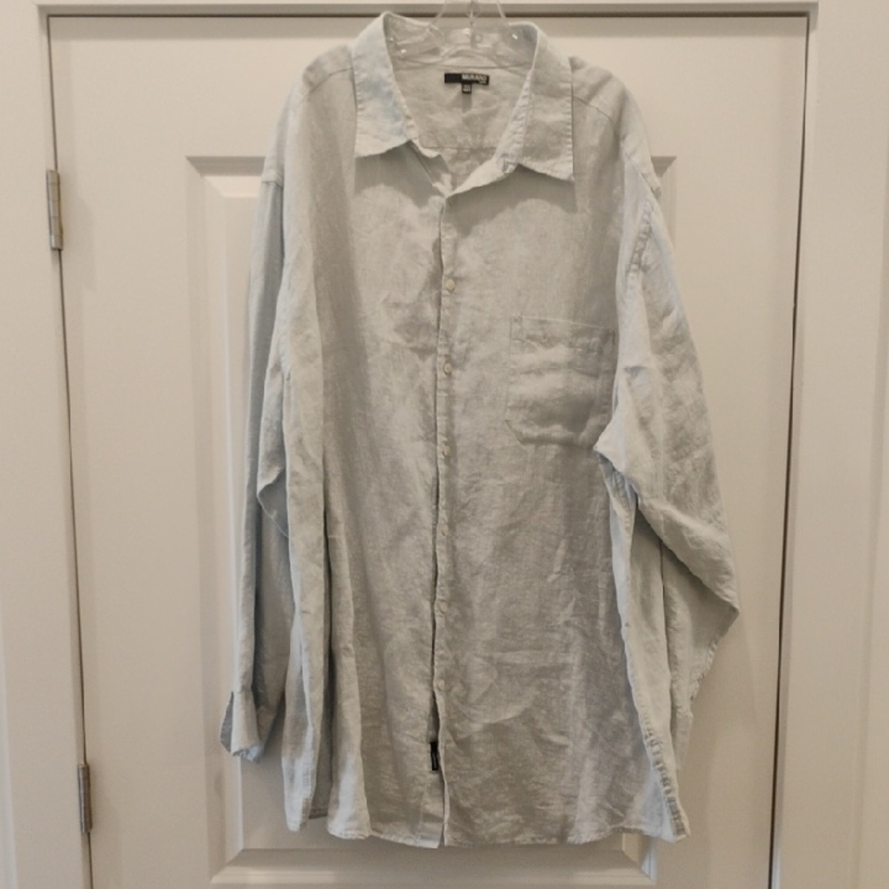 Murano Light Seafoam 100% Linen Shirt 4XT